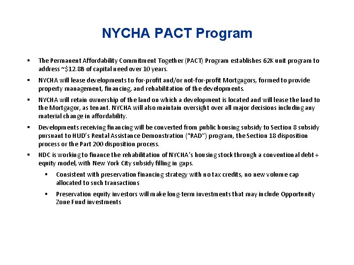 Presentation on New York City Housing Development Corporation