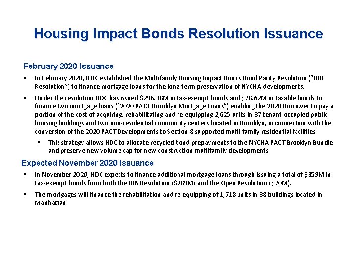 Presentation on New York City Housing Development Corporation