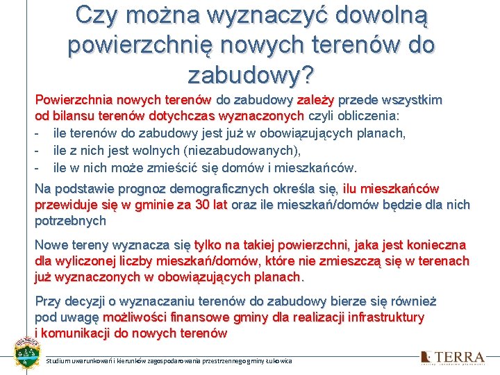 Czy można wyznaczyć dowolną powierzchnię nowych terenów do zabudowy? Powierzchnia nowych terenów do zabudowy