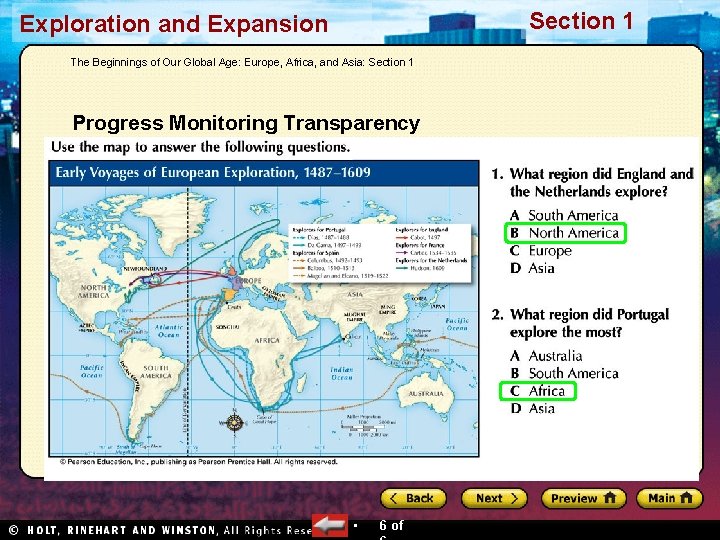 Section 1 Exploration and Expansion The Beginnings of Our Global Age: Europe, Africa, and