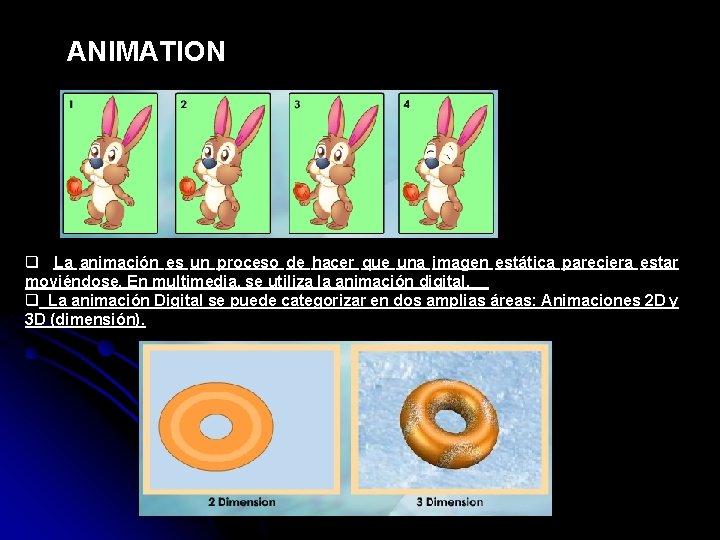 ANIMATION q La animación es un proceso de hacer que una imagen estática pareciera