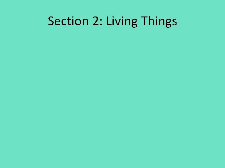 Section 2: Living Things 