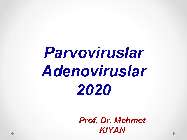 Parvoviruslar Adenoviruslar 2020 Prof. Dr. Mehmet KIYAN 