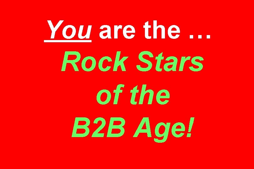 You are the … Rock Stars of the B 2 B Age! 