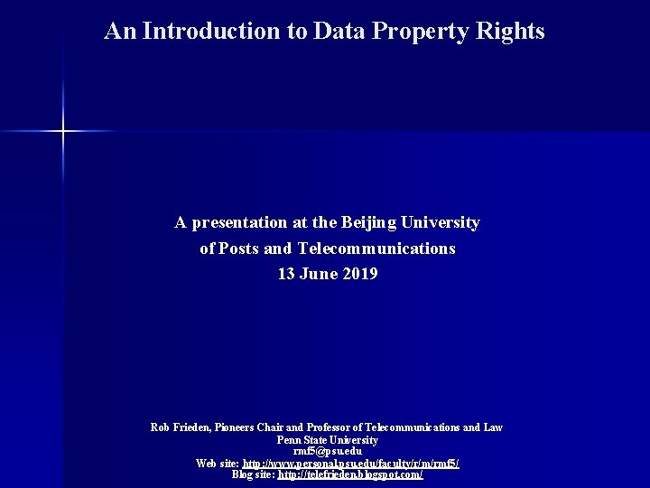An Introduction to Data Property Rights A presentation