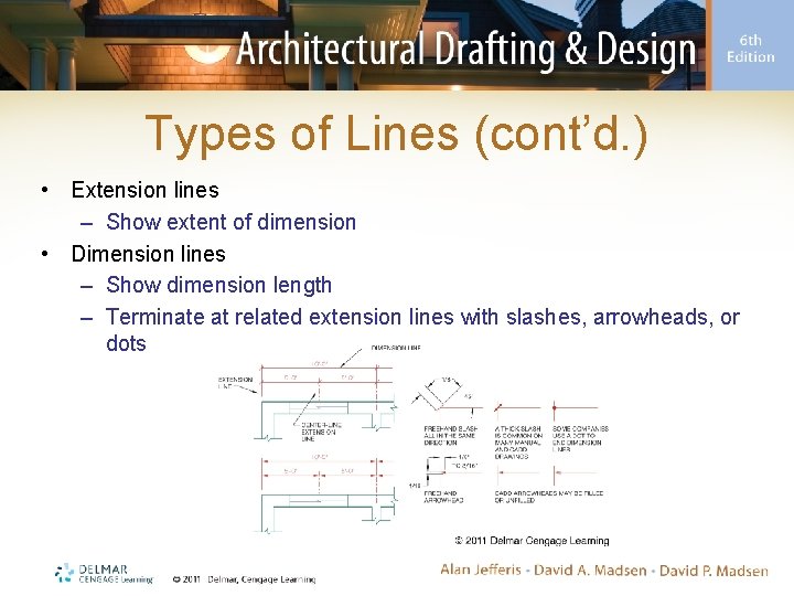 Types of Lines (cont’d. ) • Extension lines – Show extent of dimension •