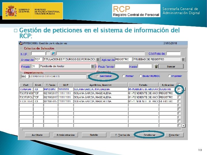 Secretaría General de Administración Digital � Gestión de peticiones en el sistema de información