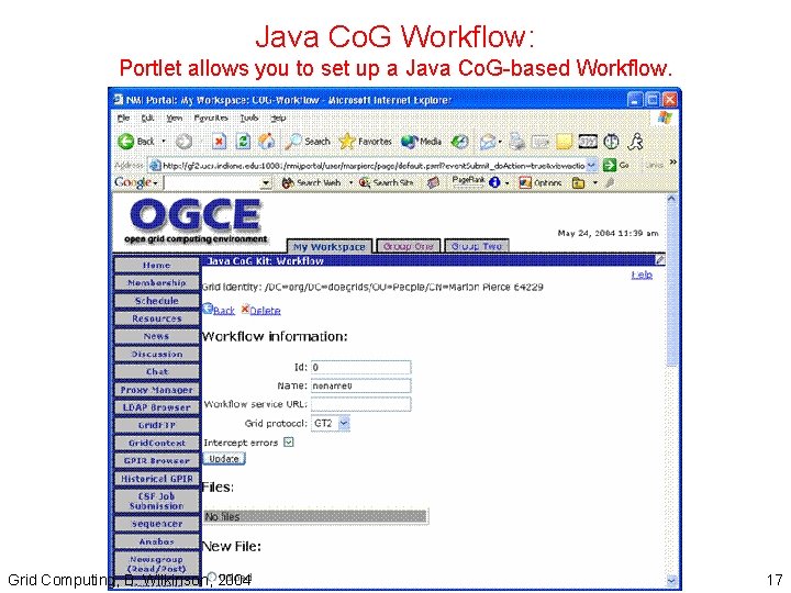 Java Co. G Workflow: Portlet allows you to set up a Java Co. G-based