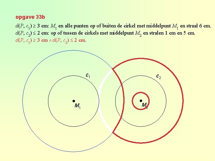 opgave 33 b d(P, c 1) ≥ 3 cm: M 1 en alle punten