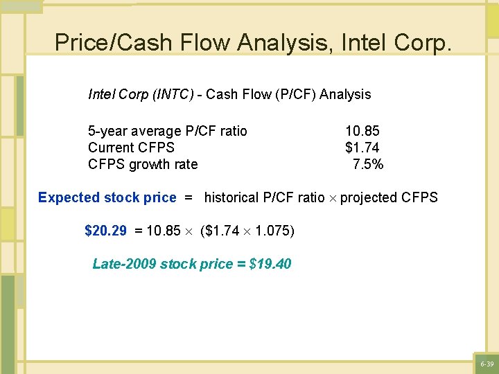 Price/Cash Flow Analysis, Intel Corp (INTC) - Cash Flow (P/CF) Analysis 5 -year average