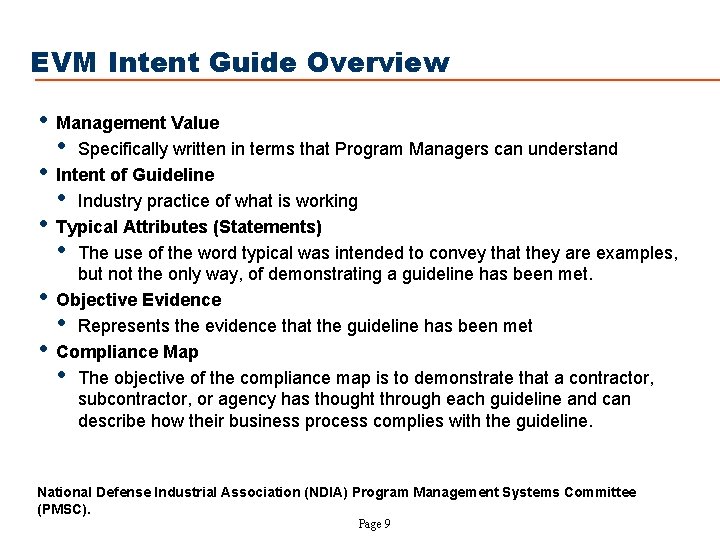 EVM Intent Guide Overview • • • Management Value • Specifically written in terms