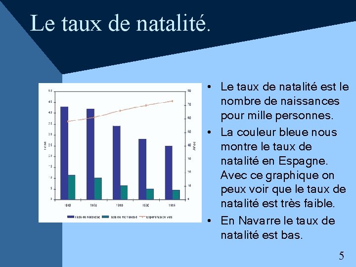 Le taux de natalité. • Le taux de natalité est le nombre de naissances