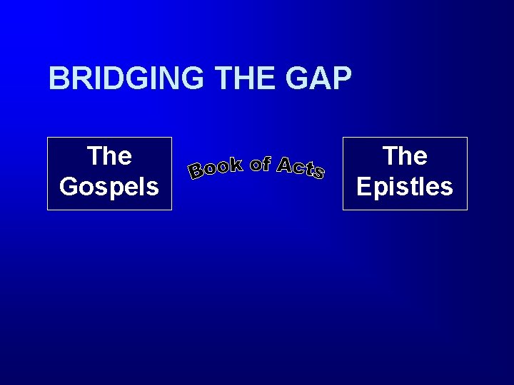 BRIDGING THE GAP The Gospels The Epistles 
