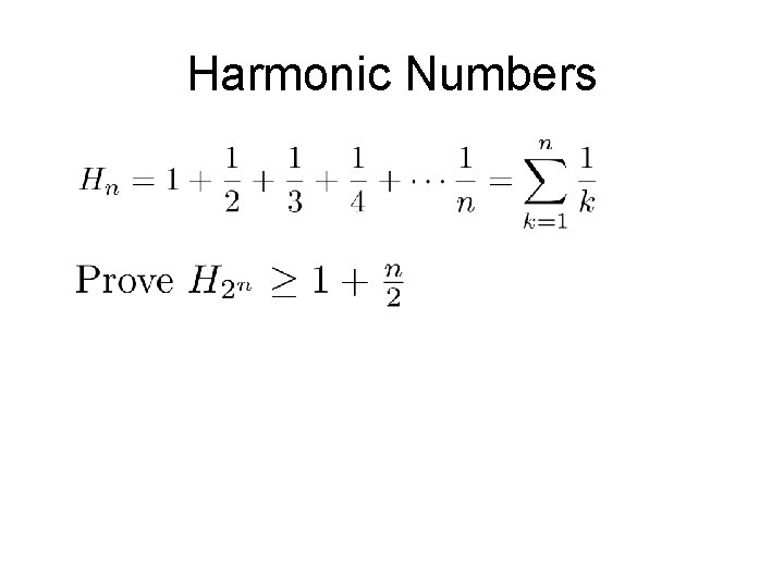 Harmonic Numbers 