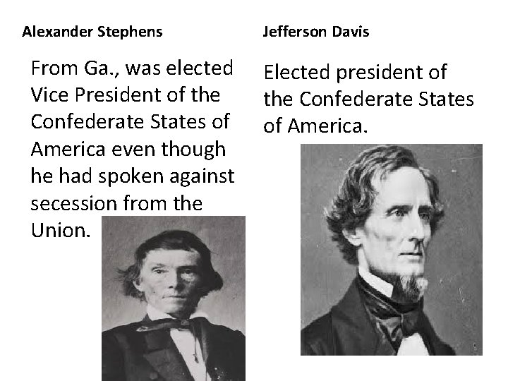 Alexander Stephens From Ga. , was elected Vice President of the Confederate States of