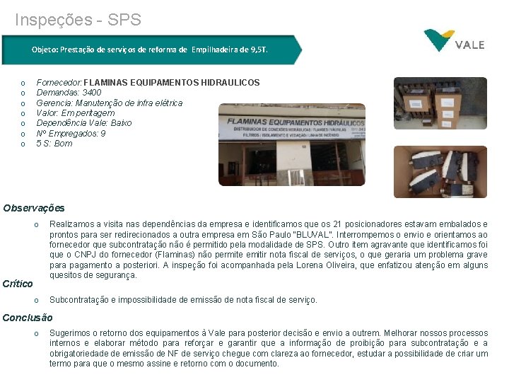 Mobilização Documentação de Saúde e Inspeções - -SPS Segurança das Contratadas Objeto: Prestação de