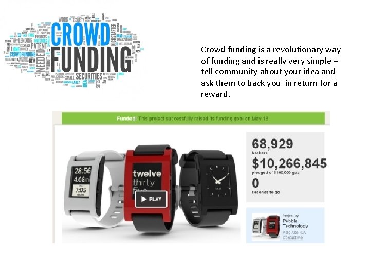 Crowd funding is a revolutionary way of funding and is really very simple –