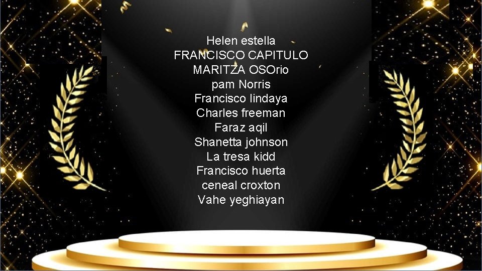 Helen estella FRANCISCO CAPITULO MARITZA OSOrio pam Norris Francisco lindaya Charles freeman Faraz aqil Helen estella FRANCISCO CAPITULO MARITZA OSOrio pam Norris Francisco lindaya Charles freeman Faraz aqil