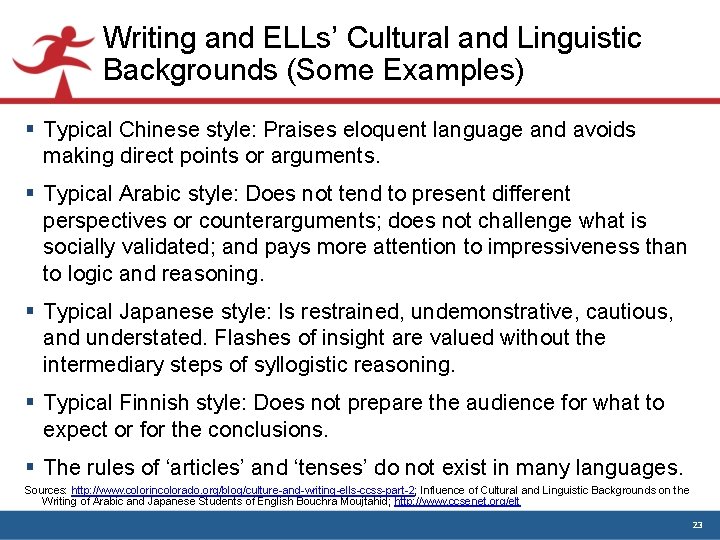 Writing and ELLs’ Cultural and Linguistic Backgrounds (Some Examples) § Typical Chinese style: Praises Writing and ELLs’ Cultural and Linguistic Backgrounds (Some Examples) § Typical Chinese style: Praises