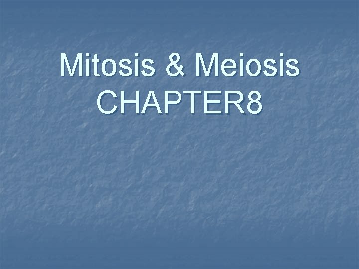 Mitosis & Meiosis CHAPTER 8 