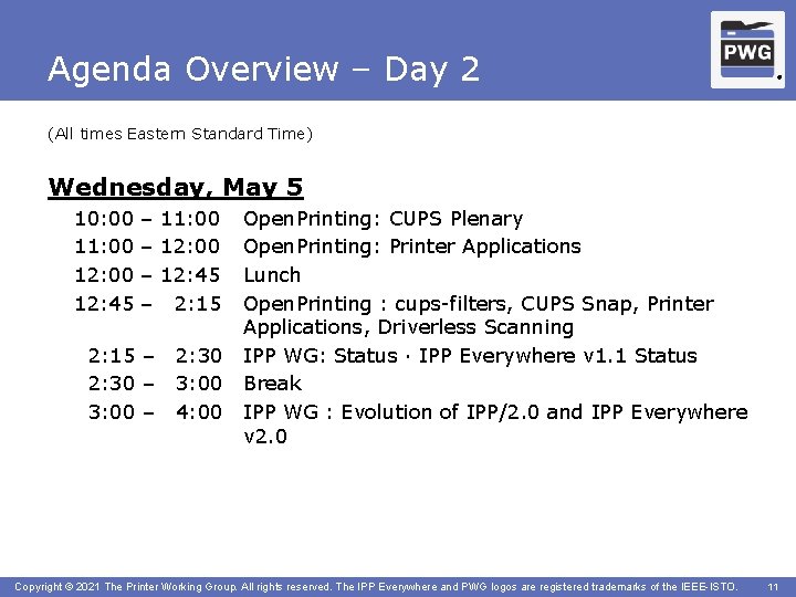 Agenda Overview – Day 2 ® (All times Eastern Standard Time) Wednesday, May 5