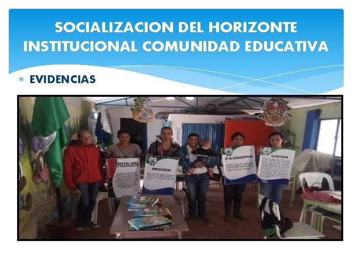 SOCIALIZACION DEL HORIZONTE INSTITUCIONAL COMUNIDAD EDUCATIVA EVIDENCIAS 