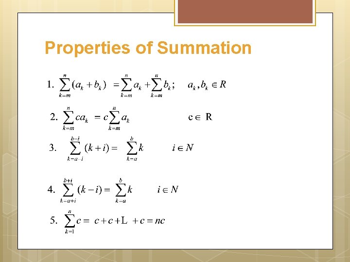 Properties of Summation 