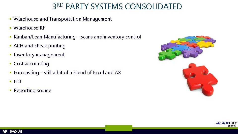3 RD PARTY SYSTEMS CONSOLIDATED § Warehouse and Transportation Management § Warehouse RF §
