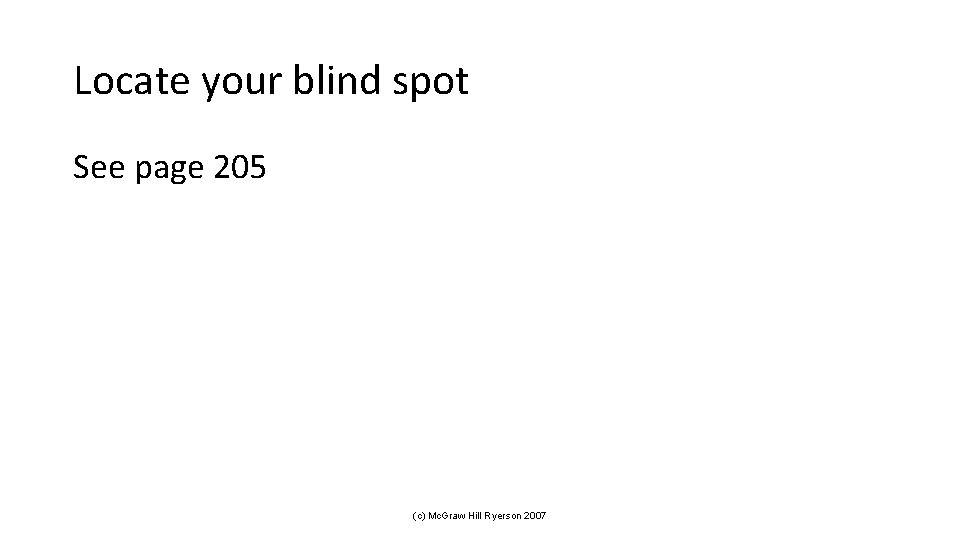 Locate your blind spot See page 205 (c) Mc. Graw Hill Ryerson 2007 