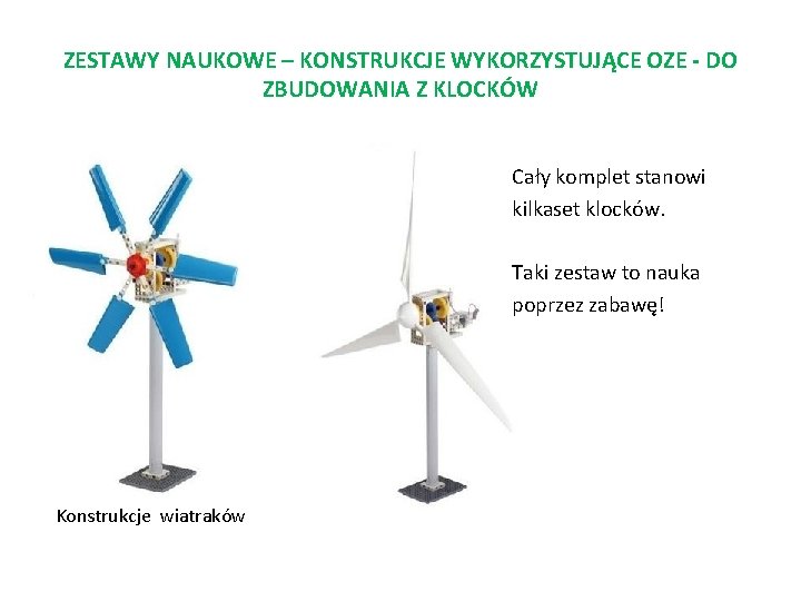 ZESTAWY NAUKOWE – KONSTRUKCJE WYKORZYSTUJĄCE OZE - DO ZBUDOWANIA Z KLOCKÓW Autko z napędem