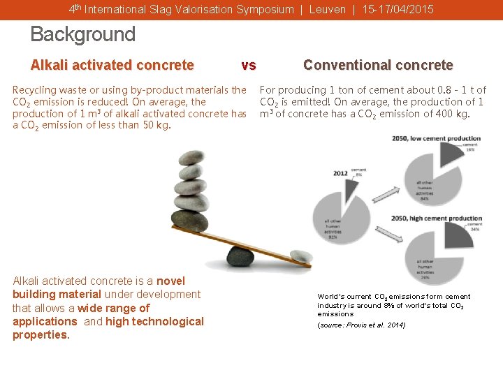 4 th International Slag Valorisation Symposium | Leuven | 15 -17/04/2015 Background Alkali activated