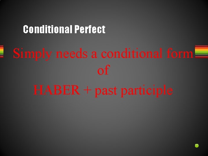 Conditional Perfect Simply needs a conditional form of HABER + past participle 