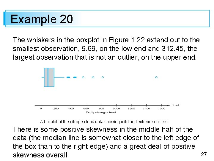 Example 20 The whiskers in the boxplot in Figure 1. 22 extend out to