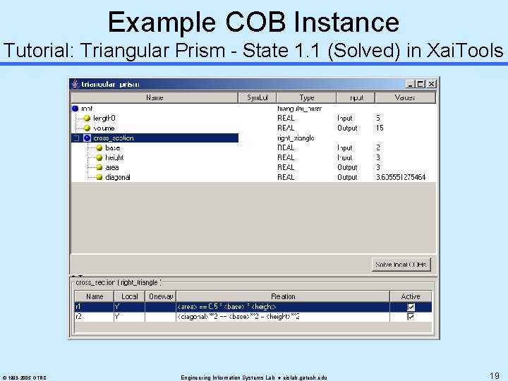 Example COB Instance Tutorial: Triangular Prism - State 1. 1 (Solved) in Xai. Tools