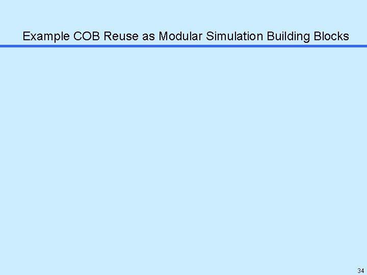 Example COB Reuse as Modular Simulation Building Blocks 34 