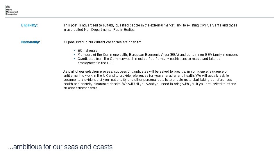 Eligibility: This post is advertised to suitably qualified people in the external market, and Eligibility: This post is advertised to suitably qualified people in the external market, and