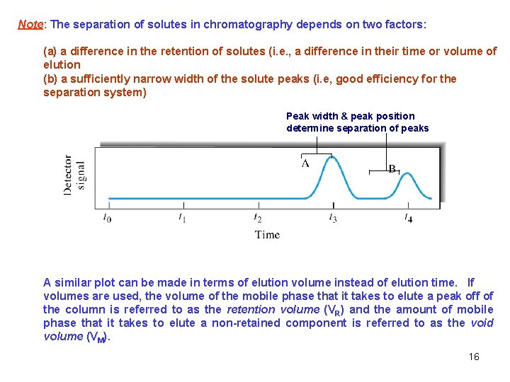 Note: The separation of solutes in chromatography depends on two factors: (a) a difference