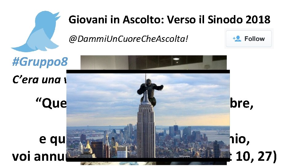 Giovani in Ascolto: Verso il Sinodo 2018 @Dammi. Un. Cuore. Che. Ascolta! #Gruppo 8