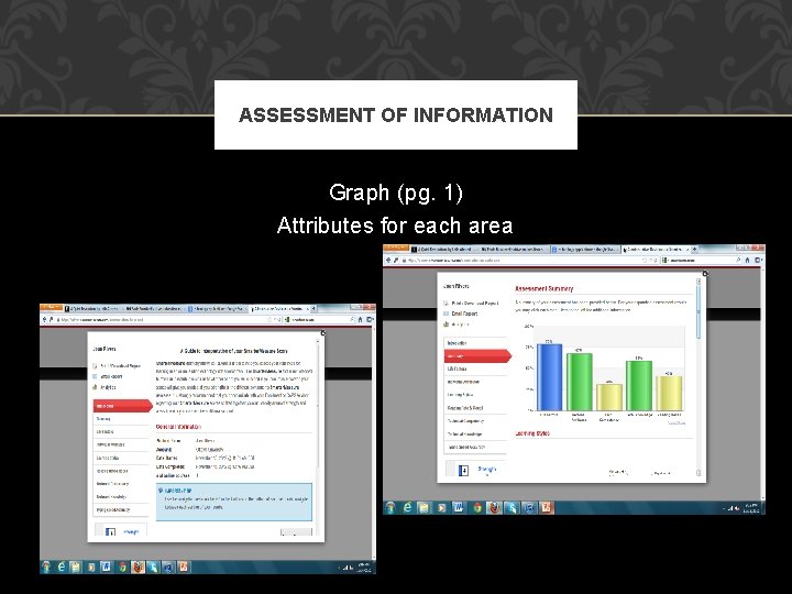 ASSESSMENT OF INFORMATION Graph (pg. 1) Attributes for each area 
