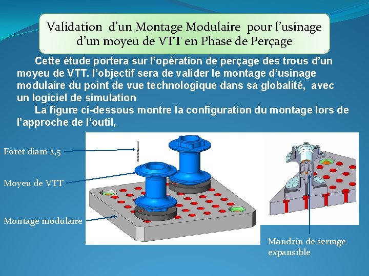 Validation d’un Montage Modulaire pour l’usinage d’un moyeu de VTT en Phase de Perçage