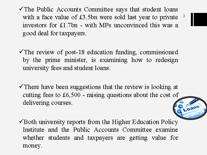 üThe Public Accounts Committee says that student loans with a face value of £