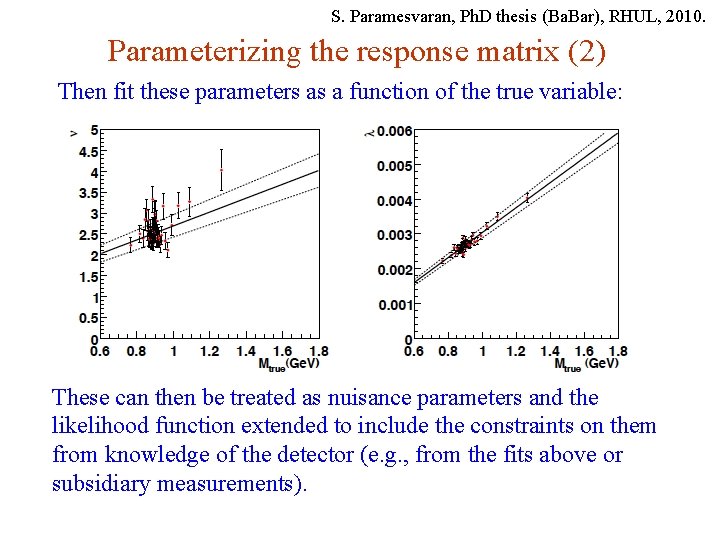 S. Paramesvaran, Ph. D thesis (Ba. Bar), RHUL, 2010. Parameterizing the response matrix (2)