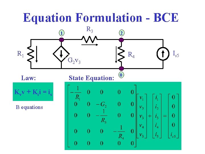 Equation Formulation - BCE R 3 1 R 1 Law: K vv + K