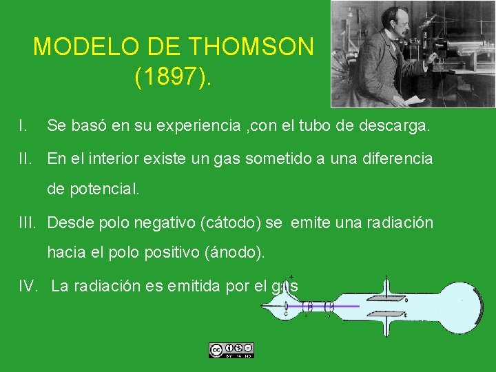 MODELO DE THOMSON (1897). I. Se basó en su experiencia , con el tubo