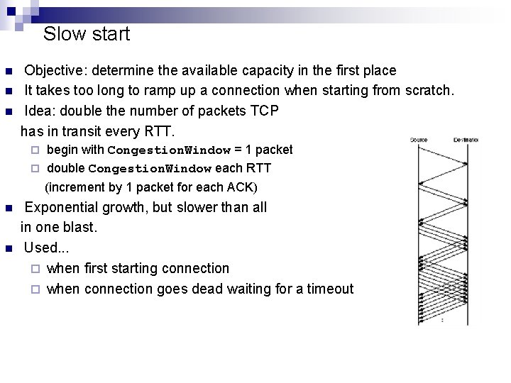 Slow start n n n Objective: determine the available capacity in the first place