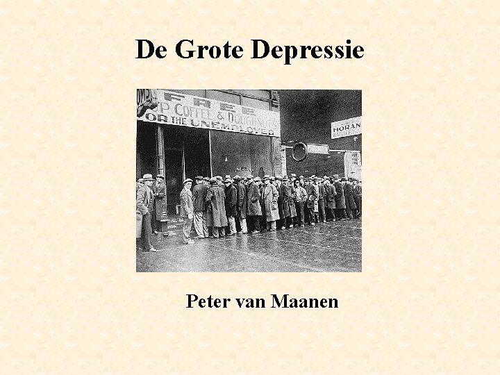 De Grote Depressie Peter van Maanen 