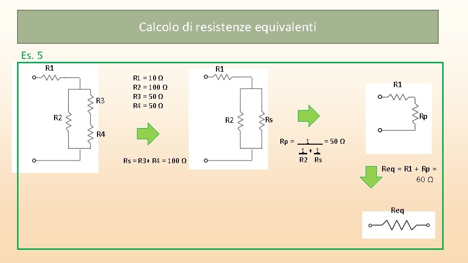 Calcolo di resistenze equivalenti Es. 5 R 1 R 3 R 1 = 10