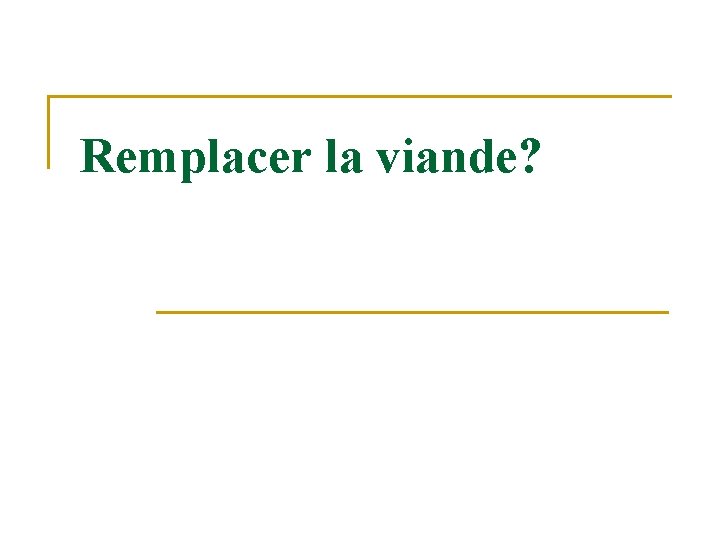 Remplacer la viande? 