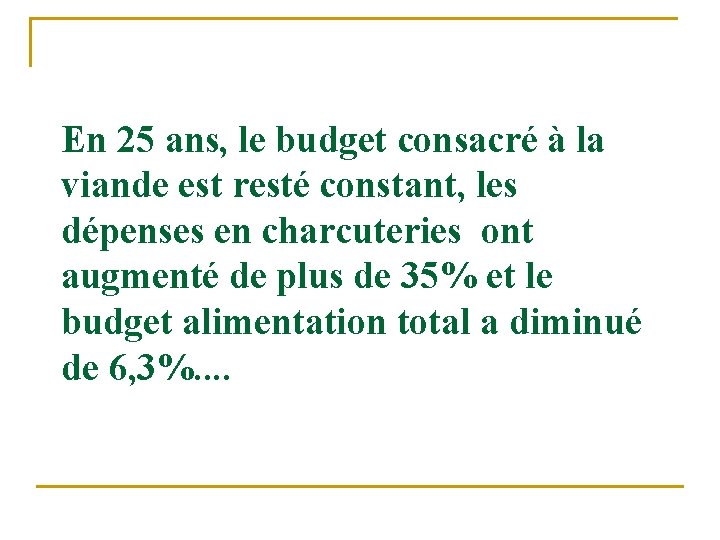 En 25 ans, le budget consacré à la viande est resté constant, les dépenses