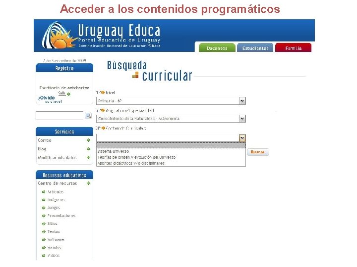 Acceder a los contenidos programáticos 